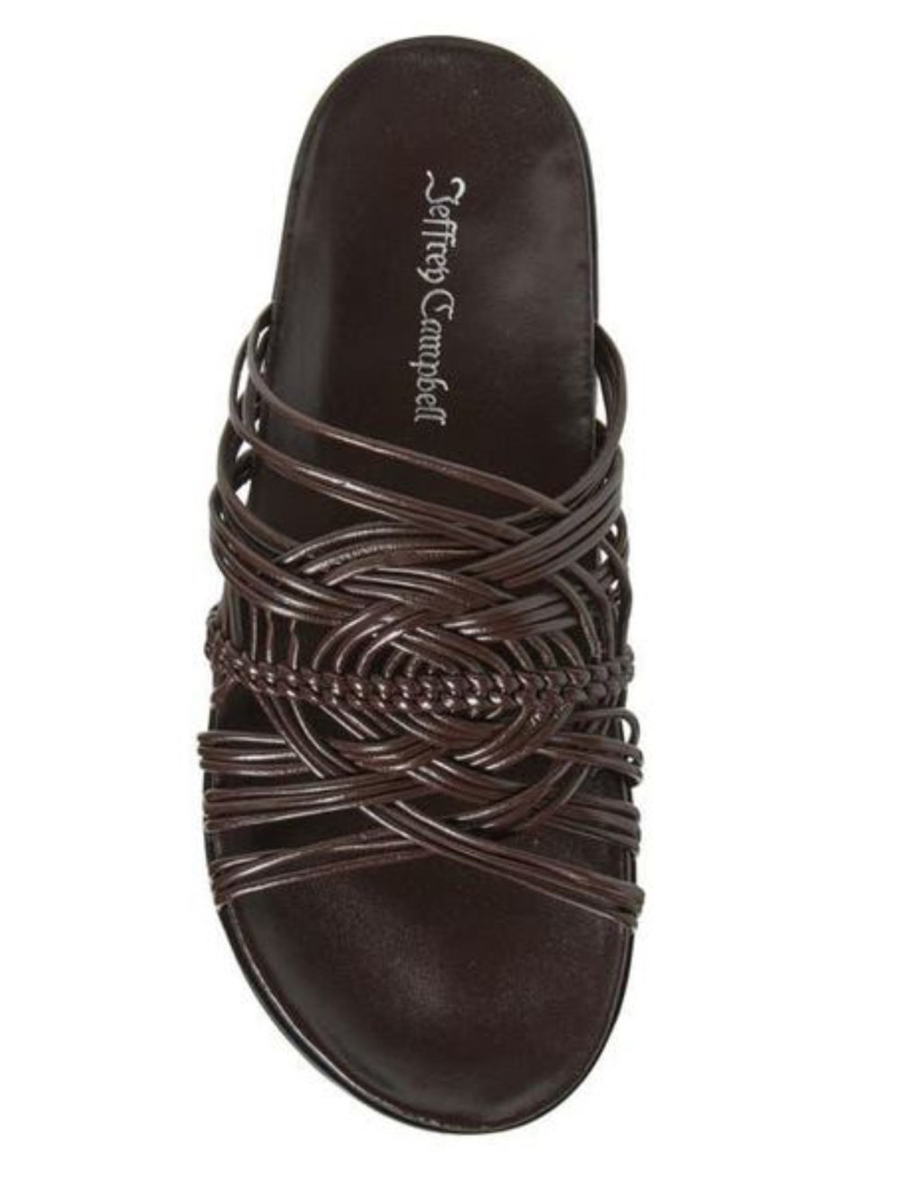Jeffrey Campbell Brown Woven Leather Slide Sandals